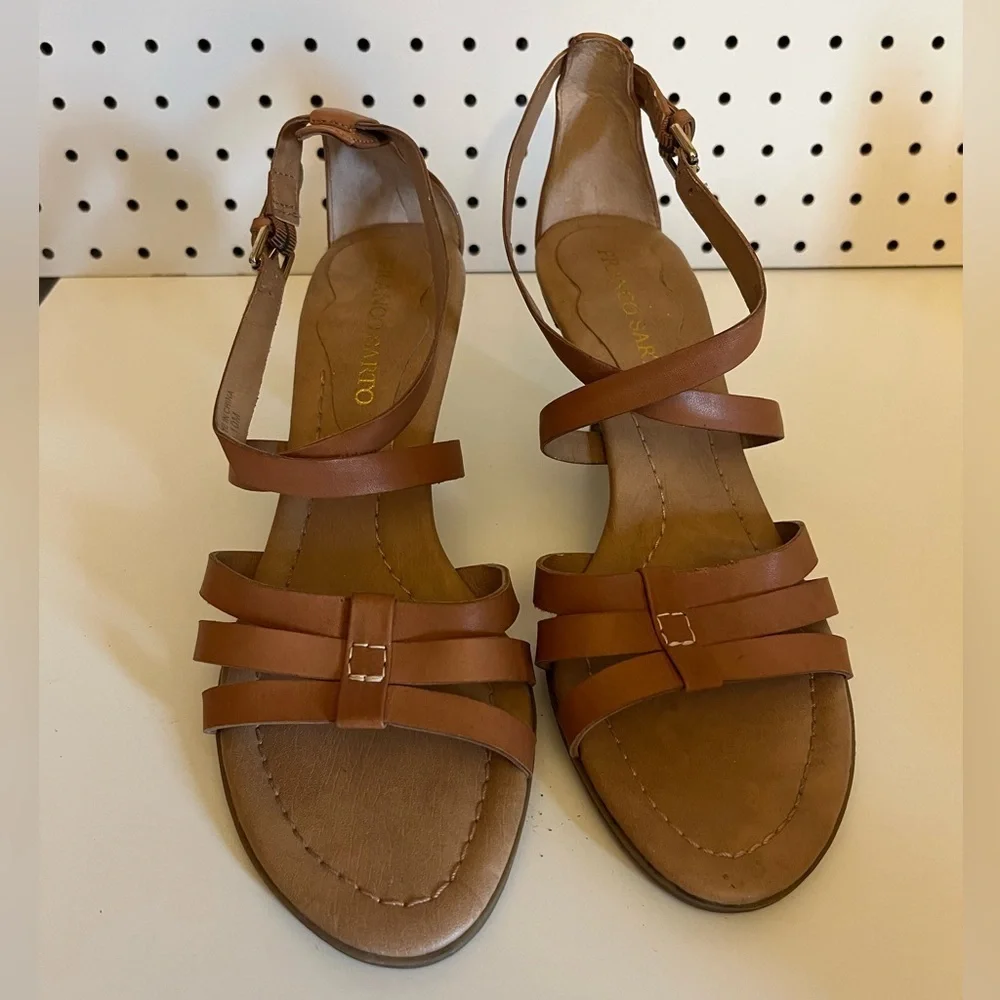 Franco Sarto Brown Strappy Kitten Heels